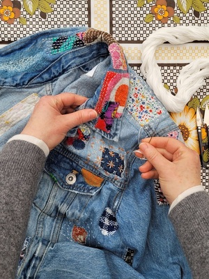 Visible mending Denim